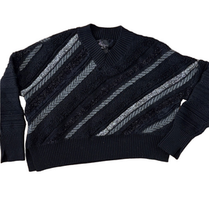 NWT Olivia By Habitat Black Mixed Media Pullover Sweater Size Small